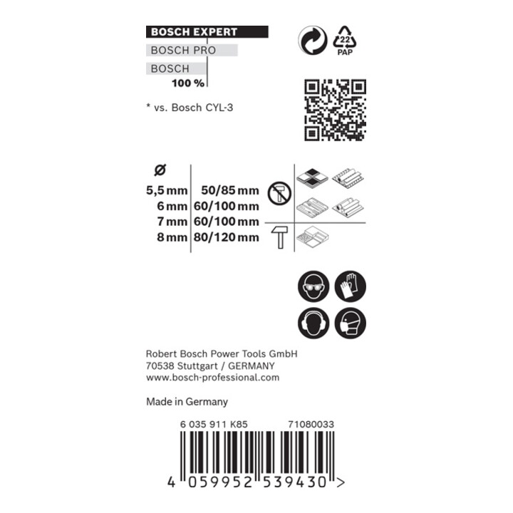 Perceuse Bosch Expert MultiConstruction CYL-9, 5,5/6/7/8 mm
