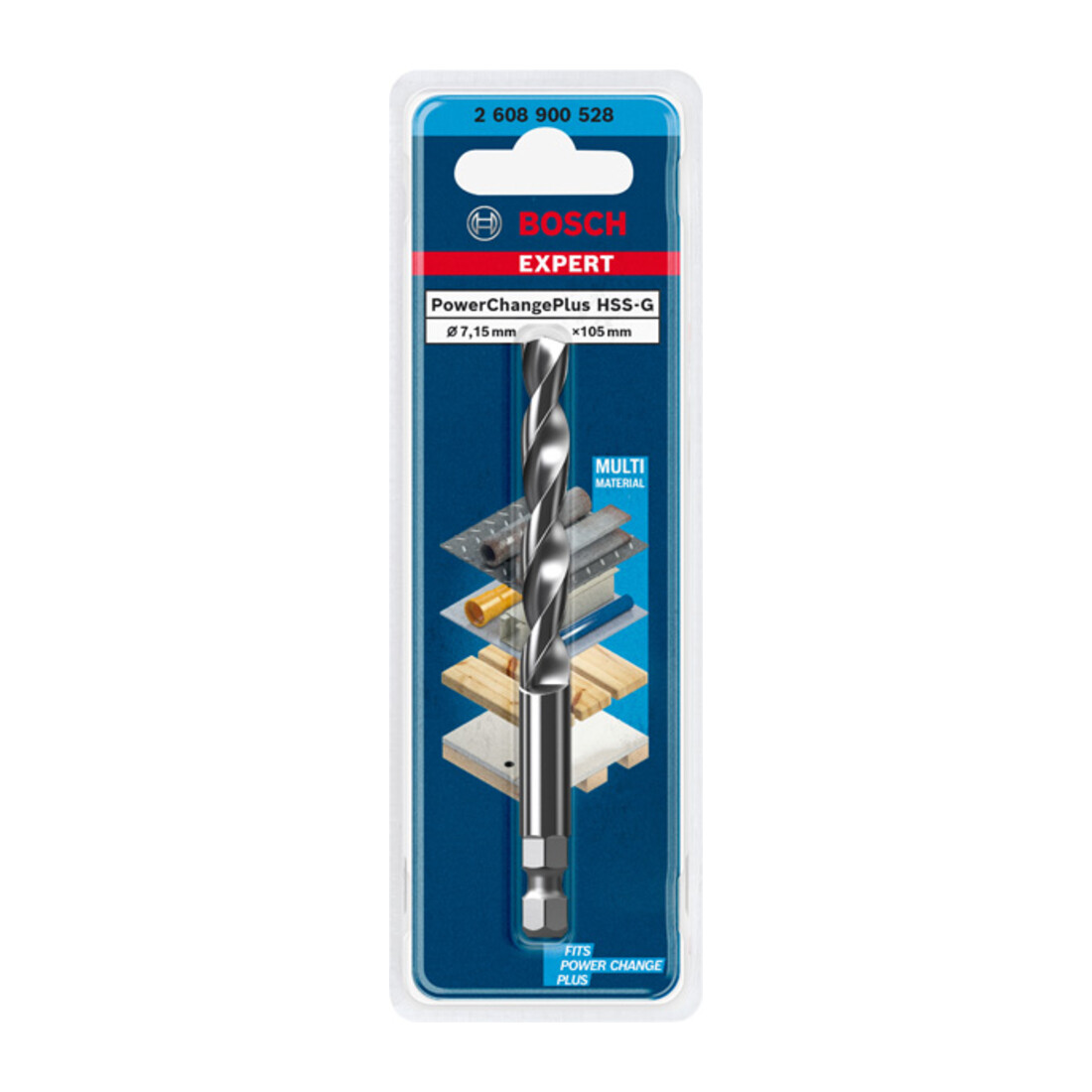 Perceuse centrale pour adaptateur Power Change Plus Bosch Expert HSS-G, 7,15 x 105 mm