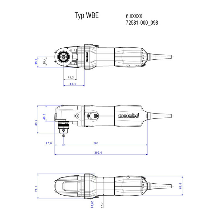 Perceuse d'angle WBE 700 metabo, carton