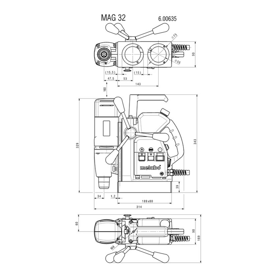 Perceuse magnétique MAG 32 metabo, Coffret