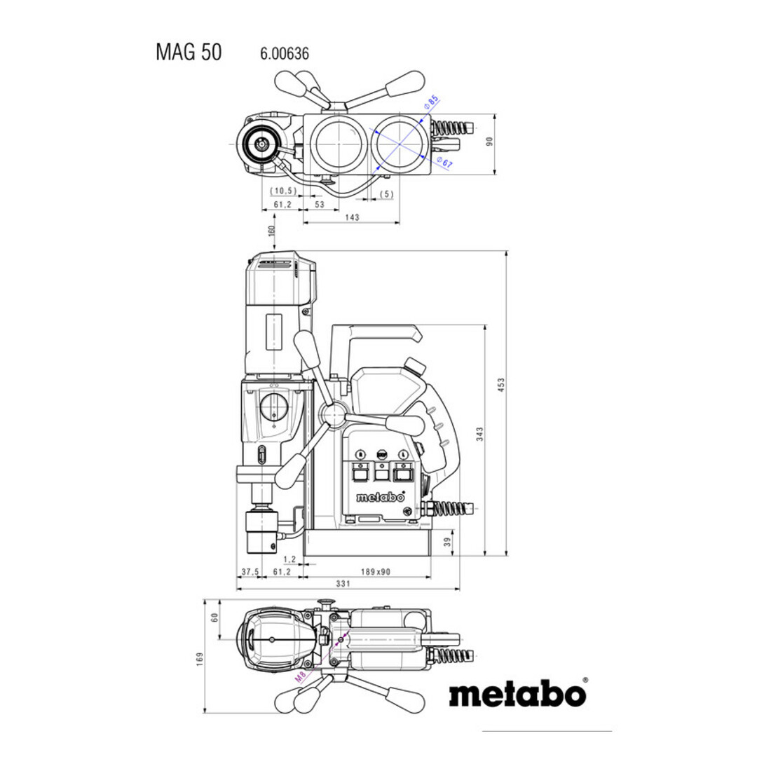 Perceuse magnétique Metabo MAG 50, en coffret