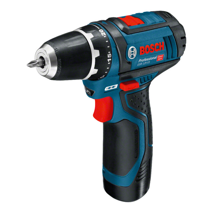 Perceuse sans fil Bosch GSR 12 V avec 2 batteries de 2 Ah et ZB dans le sac