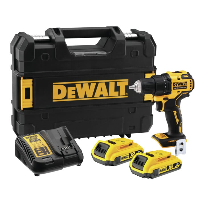 DeWalt Akku-Bohrschrauber 18 V, 2 Ah DCD708D2T-QW + DeWalt Bit-Set 31-tlg. schlagfest