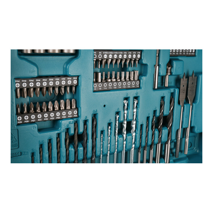 Perceuse sans fil Makita DDF453RFX1 18 Volt + coffret de 74 outils dans la valise