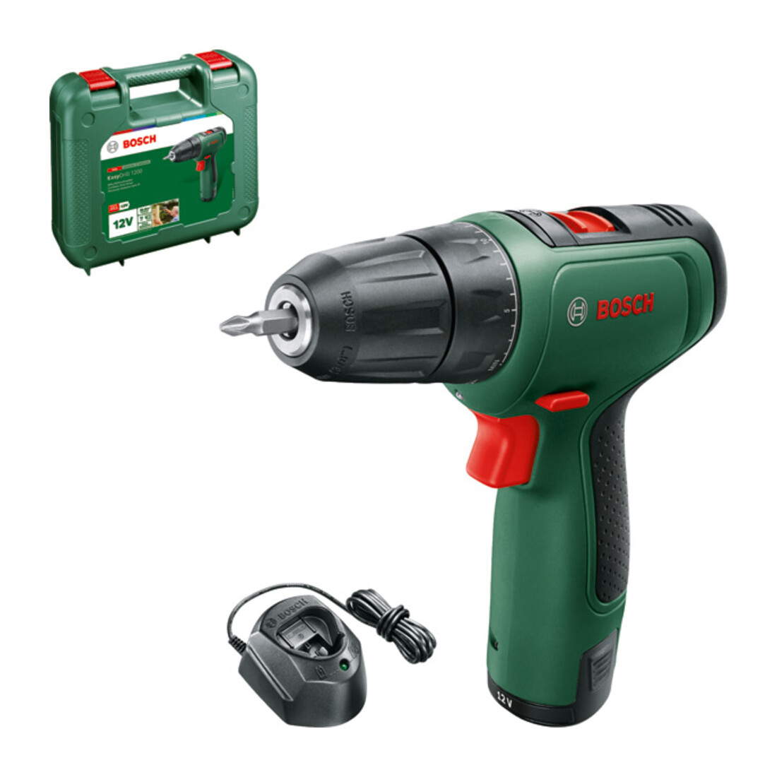 Perceuse-visseuse 2 vitesses sans-fil EasyDrill 1200 Bosch avec 1x batterie PBA 12V 1.5Ah O-A