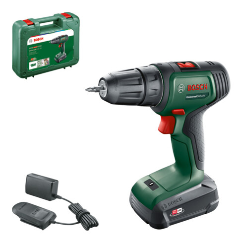 Perceuse-visseuse 2 vitesses sans-fil UniversalDrill 18V Bosch, 1x batterie et chargeur inclus
