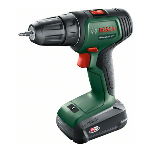 Perceuse-visseuse 2 vitesses sans-fil UniversalDrill 18V Bosch, 1x batterie et chargeur inclus