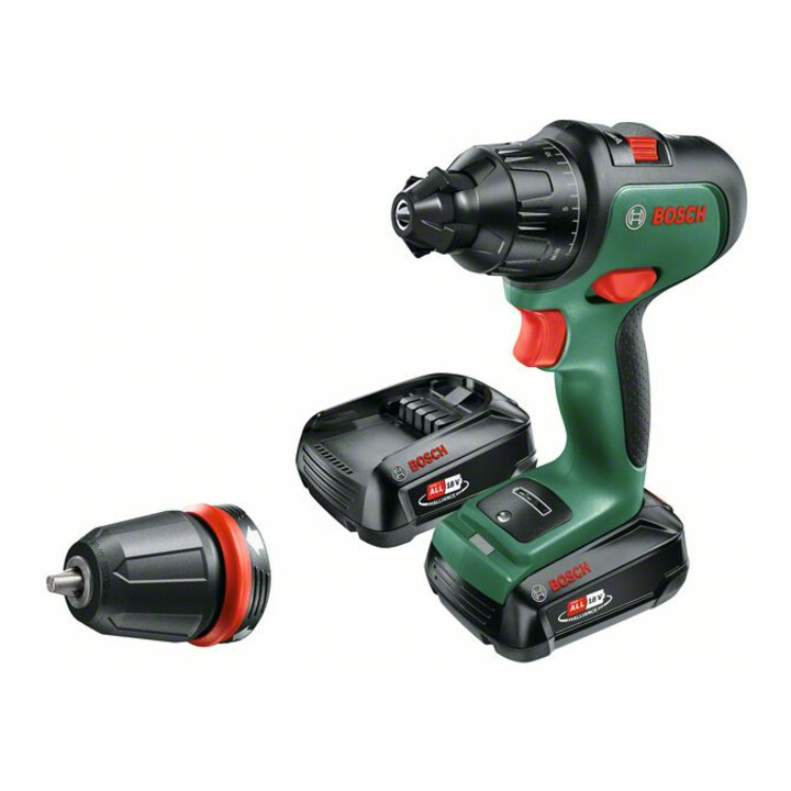 Perceuse-visseuse à percussion 2 vitesses sans-fil AdvancedImpact 18 Bosch, 2x batteries et chargeur inclus