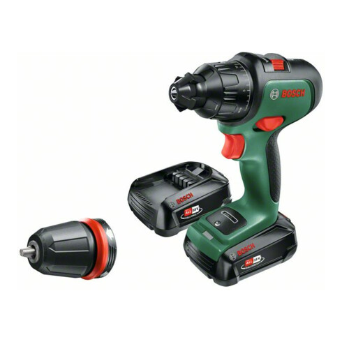 Perceuse-visseuse à percussion 2 vitesses sans-fil AdvancedImpact 18 Bosch, 2x batteries et chargeur inclus
