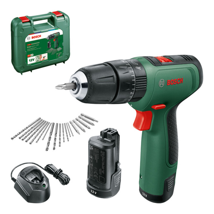 Perceuse-visseuse à percussion 2 vitesses sans-fil EasyImpact 1200 Bosch, 2x batteries et chargeur inclus
