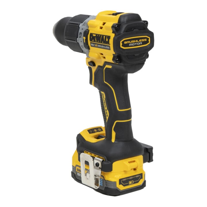 Perceuse-visseuse à percussion sans fil DEWALT 18V XR (sans balais) incl. 2x batterie Powerstack (18 Volt / 1,7 Ah) avec technologie de batterie Pouch DCD805E2T-QW