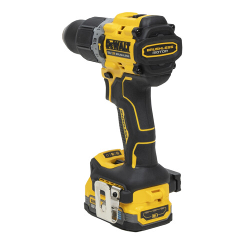 Perceuse-visseuse à percussion sans fil DEWALT 18V XR (sans balais) incl. 2x batterie Powerstack (18 Volt / 1,7 Ah) avec technologie de batterie Pouch DCD805E2T-QW