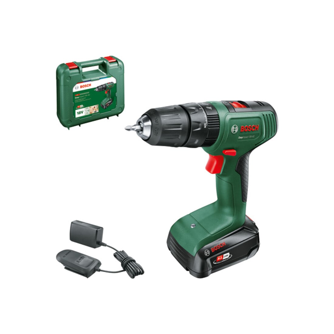 Perceuse-visseuse à percussion sans fil EasyImpact 18V-40 Bosch : 1 bloc batterie PBA 18V 1,5Ah W-A