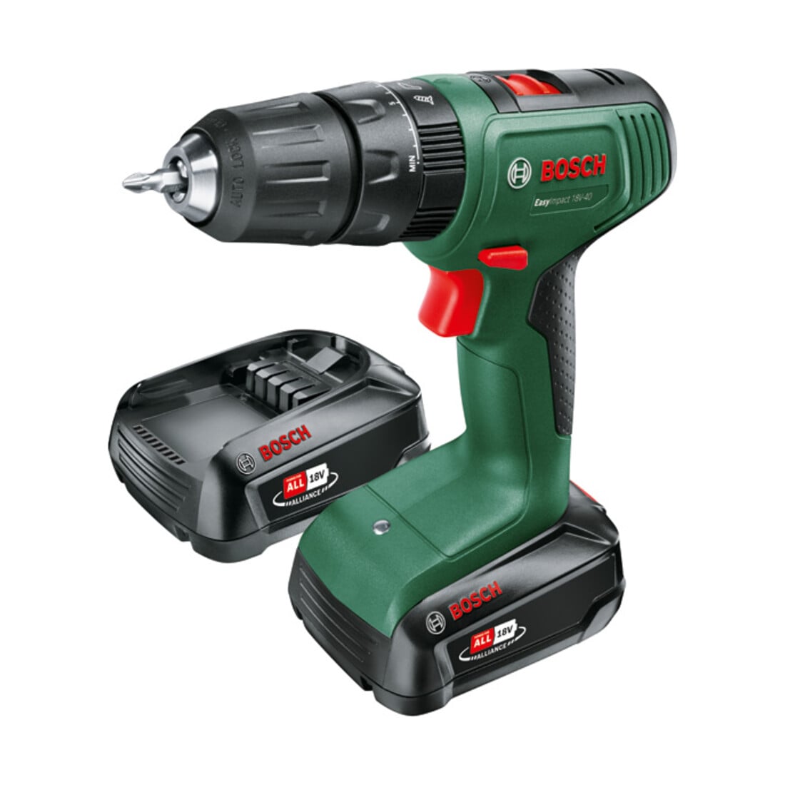 Perceuse-visseuse à percussion sans fil EasyImpact 18V-40 Bosch : 2x blocs-piles PBA 18V 1,5Ah W-A