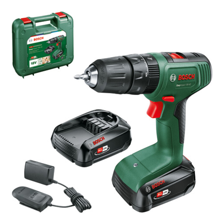 Perceuse-visseuse à percussion sans fil EasyImpact 18V-40 Bosch : 2x blocs-piles PBA 18V 1,5Ah W-A