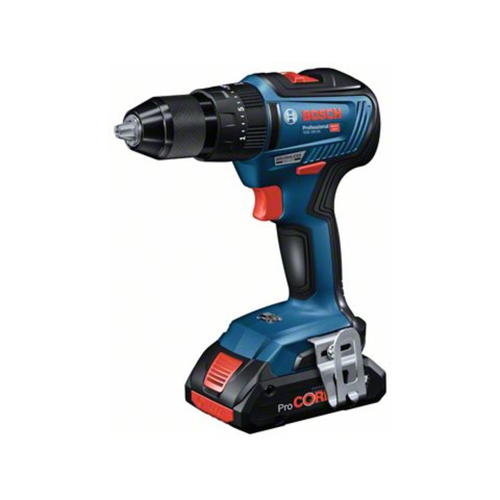 Perceuse-visseuse à percussion sans fil GSB 18V-55 Bosch, 2 batteries, chargeur, jeu d'accessoires 100 pièces, coffret en L