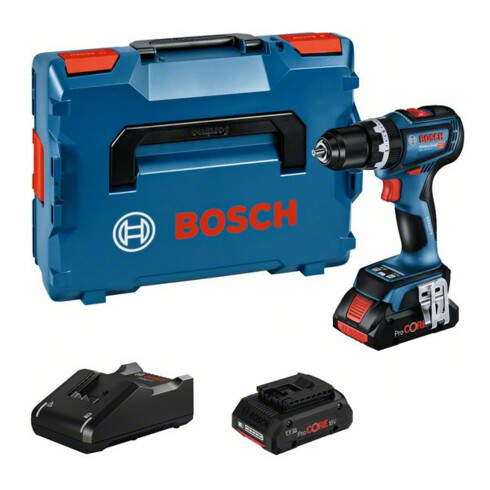 Perceuse-visseuse à choc sans fil GSB 18V-90 C Bosch, 2 batteries ProCORE18V 4.0Ah, chargeur et L-BOXX