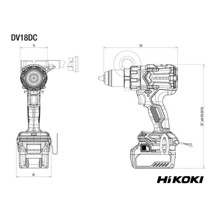 Perceuse-visseuse à percussion sans fil HiKOKI DV18DC (5,0 Ah) (HSC II) + 2x batteries BSL1850MA