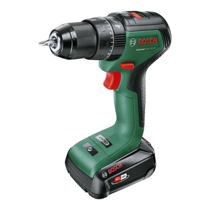 Perceuse-visseuse à percussion sans fil UniversalImpact 18V-60 Bosch : 1x PBA 18V 2.0Ah W-B