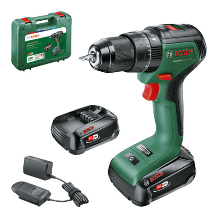 Perceuse-visseuse à percussion sans fil UniversalImpact 18V-60 Bosch : 2x PBA 18V 2.0Ah W-B