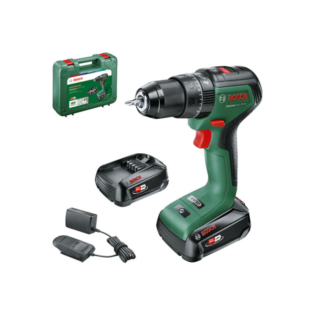 Perceuse-visseuse à percussion sans fil UniversalImpact 18V-60 Bosch : 2x PBA 18V 2.0Ah W-B