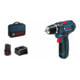 Perceuse Visseuse sans fil Bosch GSR 12V-15 avec 2 piles rechargeables de 2,0 Ah