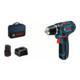 Perceuse Visseuse sans fil Bosch GSR 12V-15 avec 2 piles rechargeables de 2,0 Ah