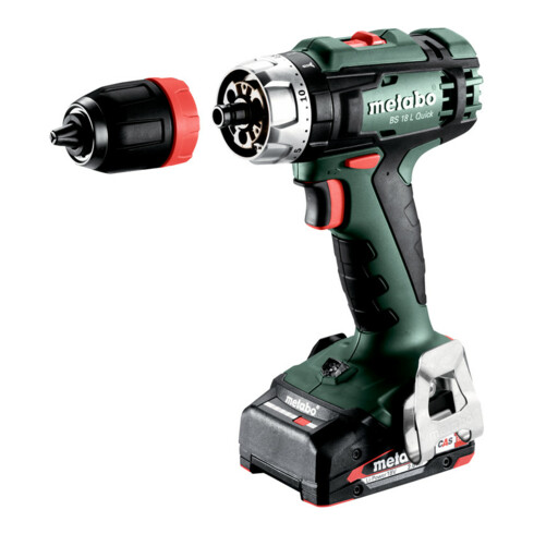 Perceuse-visseuse sans fil BS 18 L Quick metabo, Coffret, 18V 2x2Ah Li-Ion + SC 30