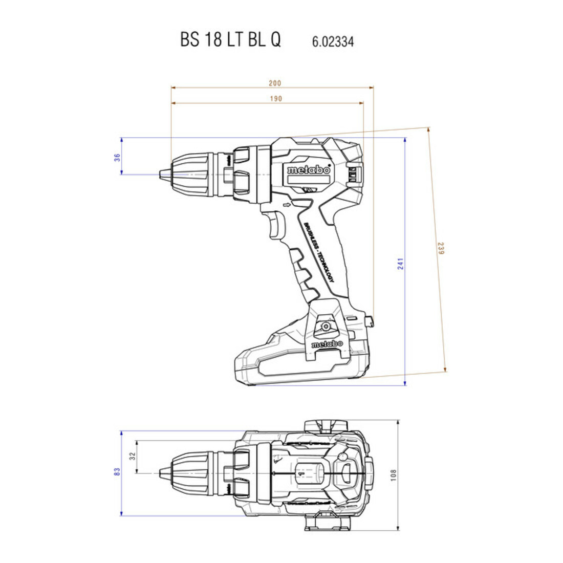 Perceuse-visseuse sans fil BS 18 LT BL Q metabo, carton