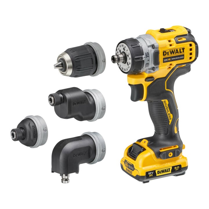 Perceuse-visseuse sans fil DEWALT 12 volts / 3 Ah avec 4 porte-outils interchangeables sans outil DCD703L2T-QW