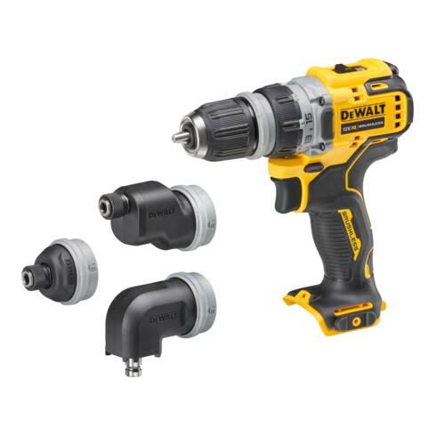 Perceuse-visseuse sans fil DEWALT 12 volts avec 4 porte-outils interchangeables sans outil (version de base) DCD703NT-XJ