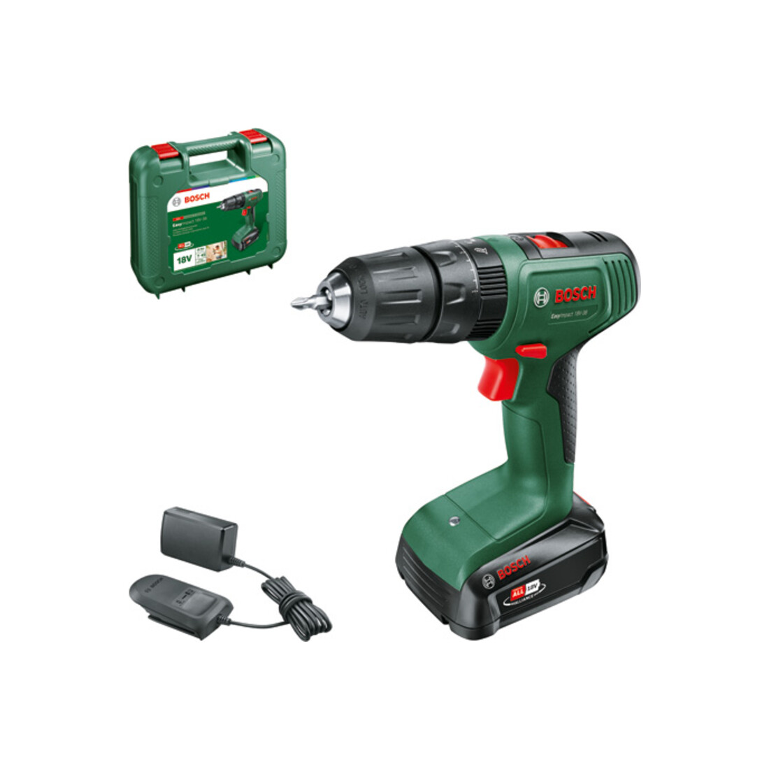 Perceuse-visseuse sans fil EasyImpact 18V-38 Bosch, 1 x batterie PBA 18V 2.0Ah, coffret de transport