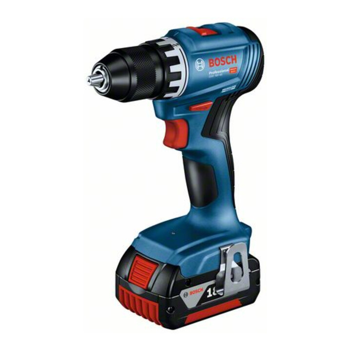 Perceuse-visseuse sans fil GSR 18V-45 Bosch, 2 batteries GBA 18V 3.0Ah, chargeur et L-BOXX