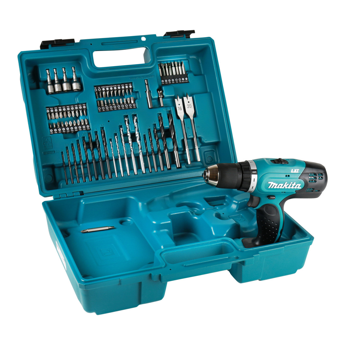 Makita Perceuse-visseuse sans fil DDF453, 18 V, avec set d’accessoires 74 pièces