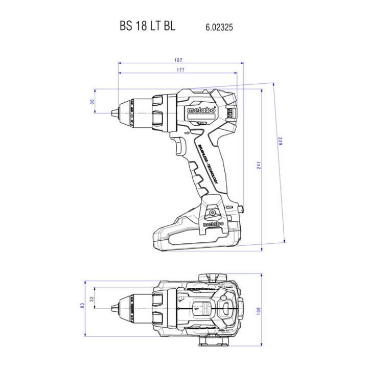 Perceuse-visseuse sans fil Metabo BS 18 LT BL metaBOX 145