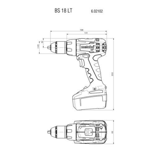 Perceuse-visseuse sans fil Metabo BS 18 LT Compact metaBOX 145 ; 18V 2x2Ah Li-Ion + ASC 55