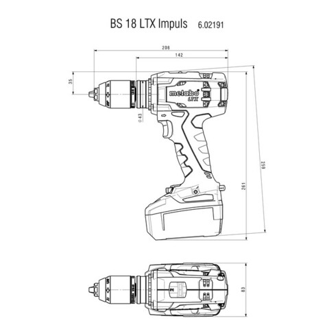 Perceuse-visseuse sans fil Metabo BS 18 LTX Impuls metaBOX 145 L