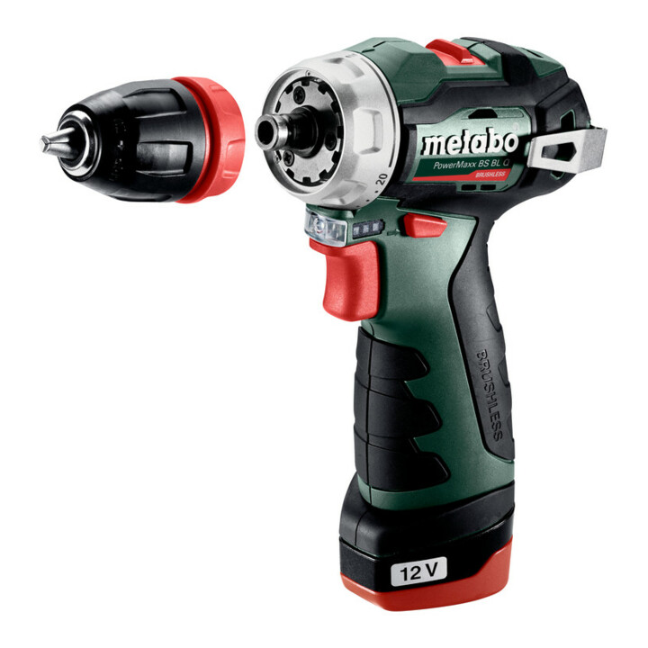 Perceuse-visseuse sans fil Metabo PowerMaxx BS BL Q, coffret en plastique ; 12V 2x2Ah Li-Power + LC 40