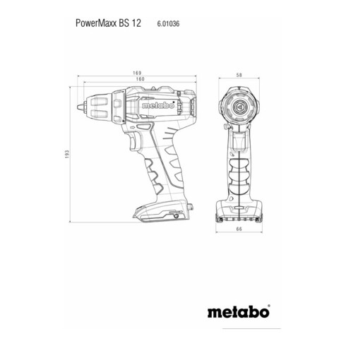 Perceuse-visseuse sans fil PowerMaxx BS 12 metabo, Coffret, 12V 2x2Ah Li-Ion + SC 30