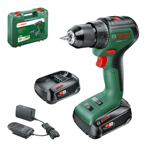 Perceuse-visseuse sans fil UniversalDrill 18V-60 Bosch : 2 packs de batteries PBA 18V 2,0Ah W-B