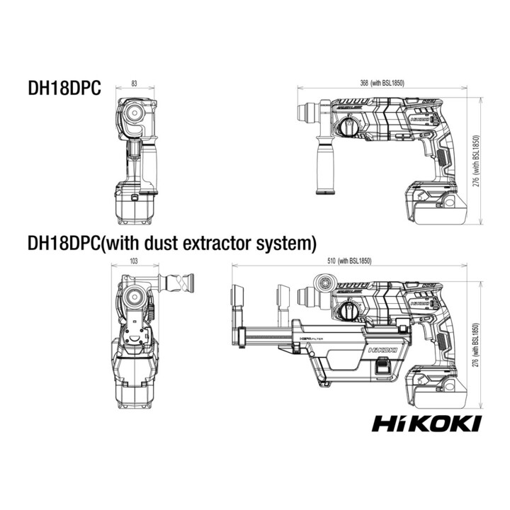 Perforateur-burineur sans fil HiKOKI DH18DPC Basic