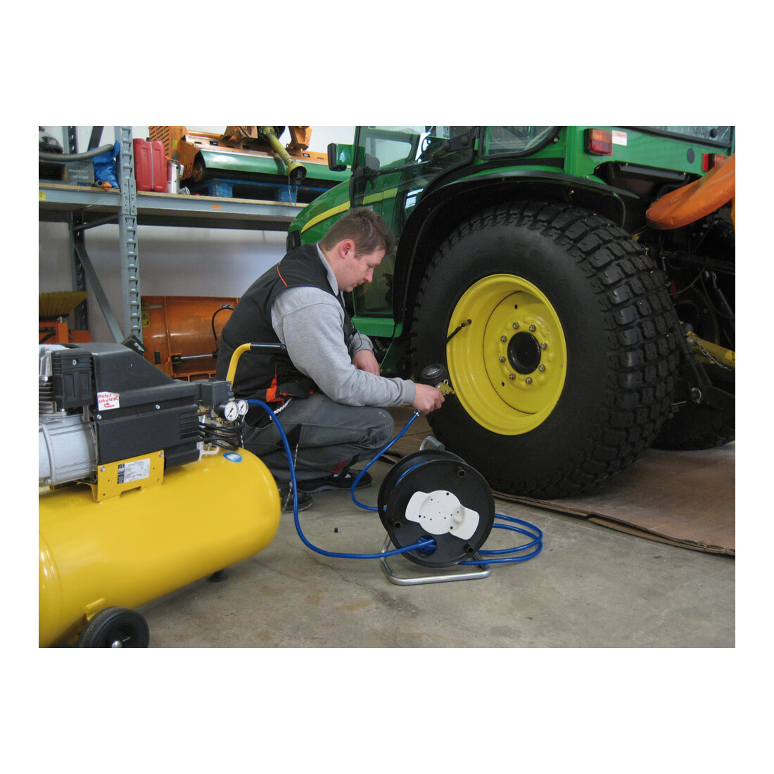 Persluchtslanghaspel Standaard 20m slang-Ø 6/12mm fitting DIN