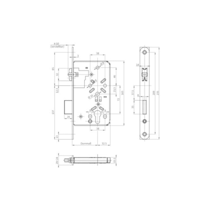 PETcl. PZ 24/55mm DIN L/R L/R SP VA ktg. trappe de rouleau