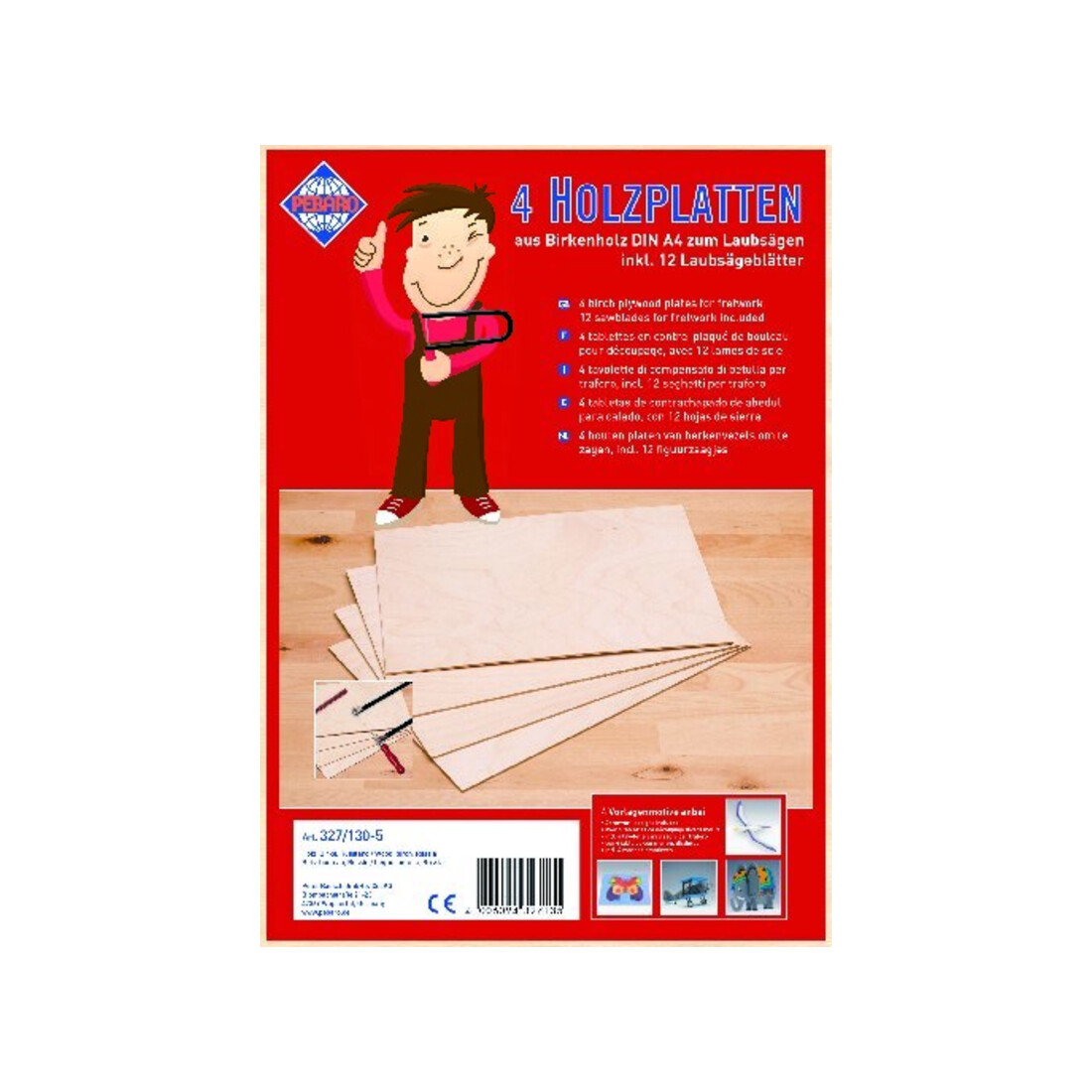 PETER BAUSCH Holzplatten Birke DinA4 m.12 Laubsägeblatt Bausch