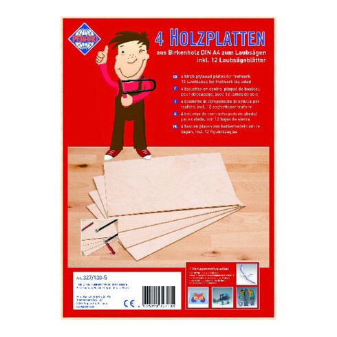 PETER BAUSCH Plaques de bois bouleau DinA4 avec 12 lames de scie à chantourner Bausch