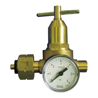 Petit détendeur à propane avec manomètre 0,5 - 6 bar 18 kg/h W 21,8 x 1/14po. LH