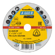 Petit disque de coupe Klingspor A 660 R 76 x 1,6 x 6 mm droit