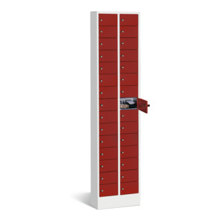 Petite armoire C+P Intro avec 30 compartiments, H1950xL460xP200mm face avant rouge rubis corps gris clair