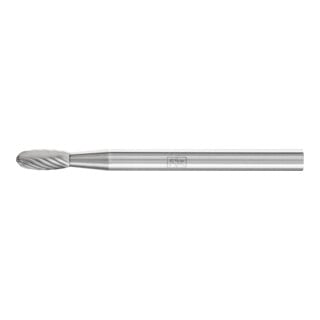 Petite fraise sur tige forme O TRE D. 3 mm L. tête 7 mm D. tige 3 mm carbure eng