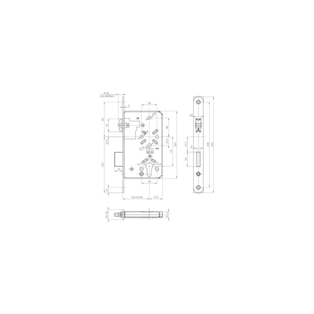 PETschl. PZ 24/55mm DIN L/R SP VA ktg. Rollfalle